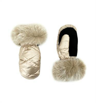 Luxury Fox-Trimmed Nylon Mittens