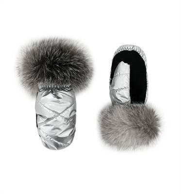 Luxury Fox-Trimmed Nylon Mittens