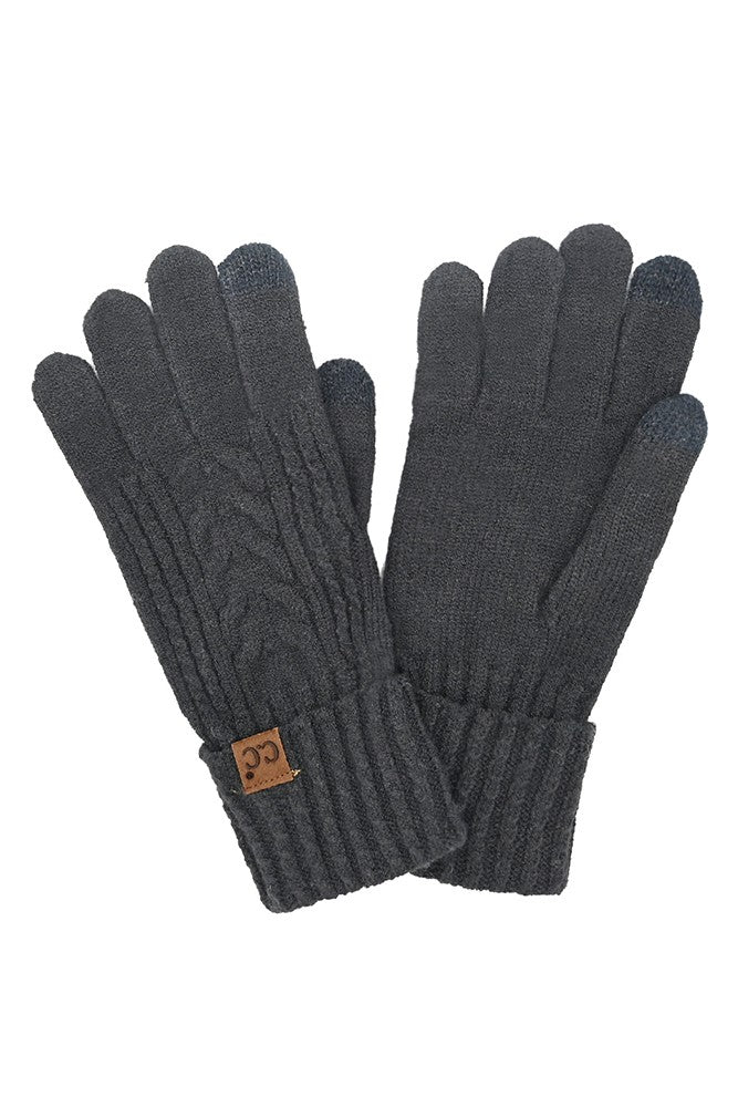 Premium Cable Knit Gloves - Black