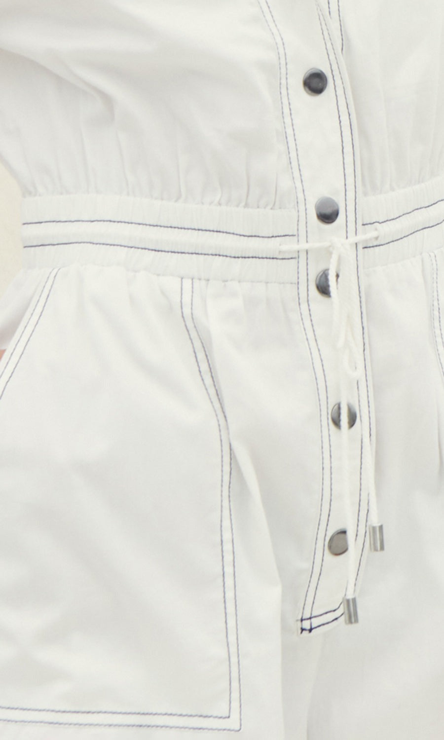 Premium Bijou Romper - White Twill