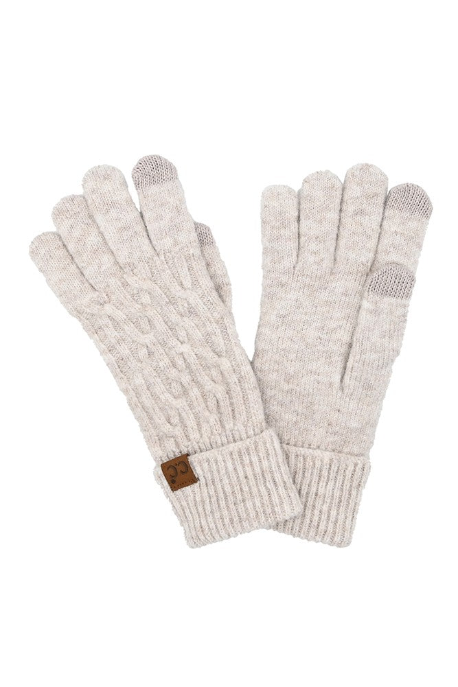 Premium Knit Link Cable Gloves - Oatmeal