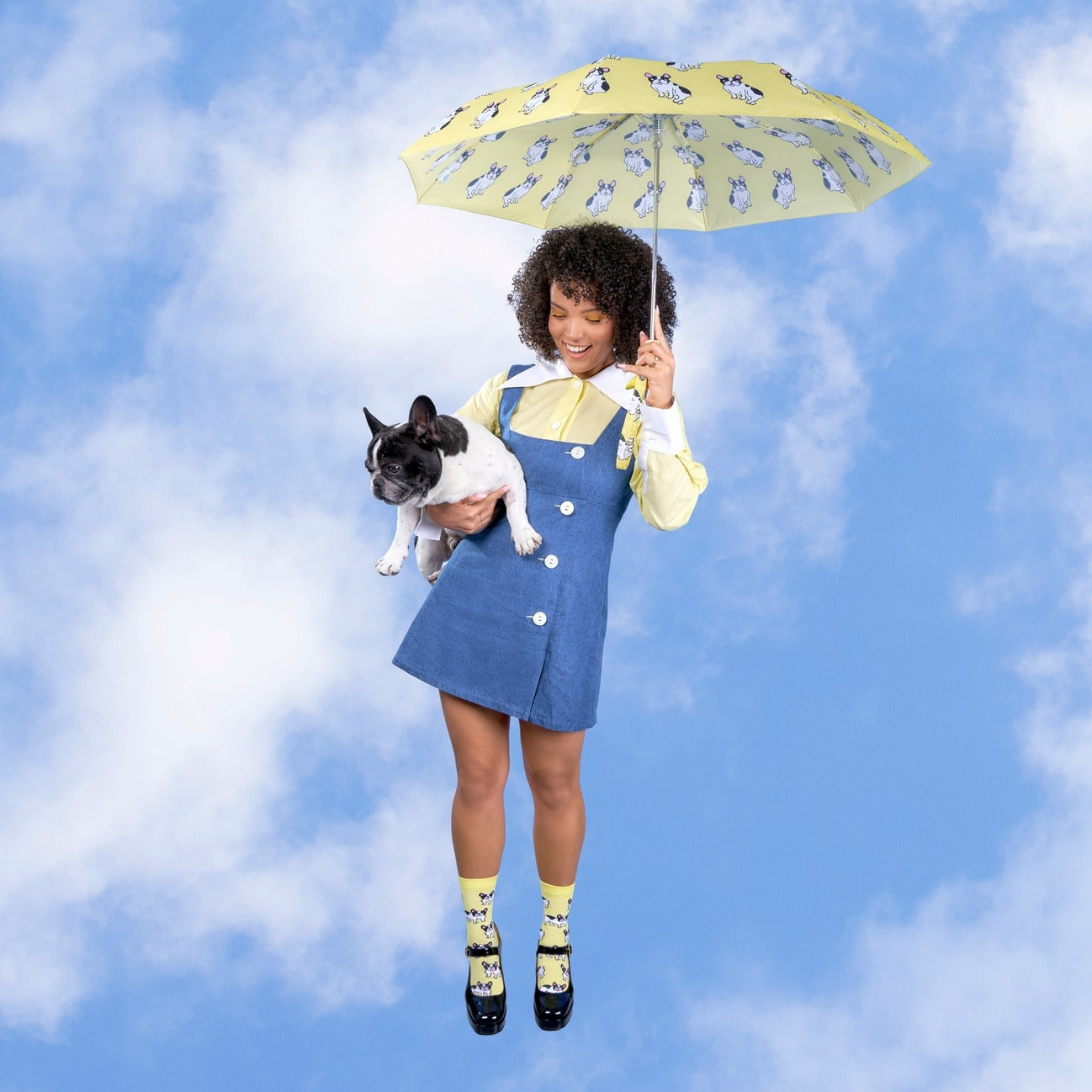 Premium Yellow French Bulldog Compact Umbrella